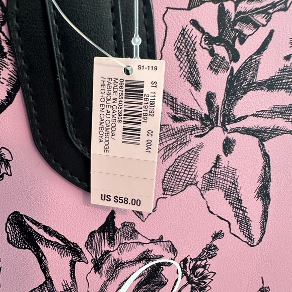 NWT - Victoria's Secret Large Pink and Black Floral Tote - Picture 3 of 4